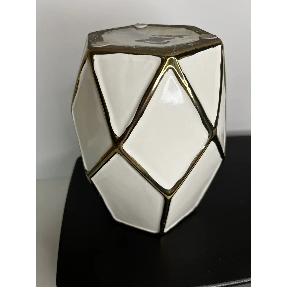Large Ceramic Vase White Gold‎ Accent Elegant Home Decor